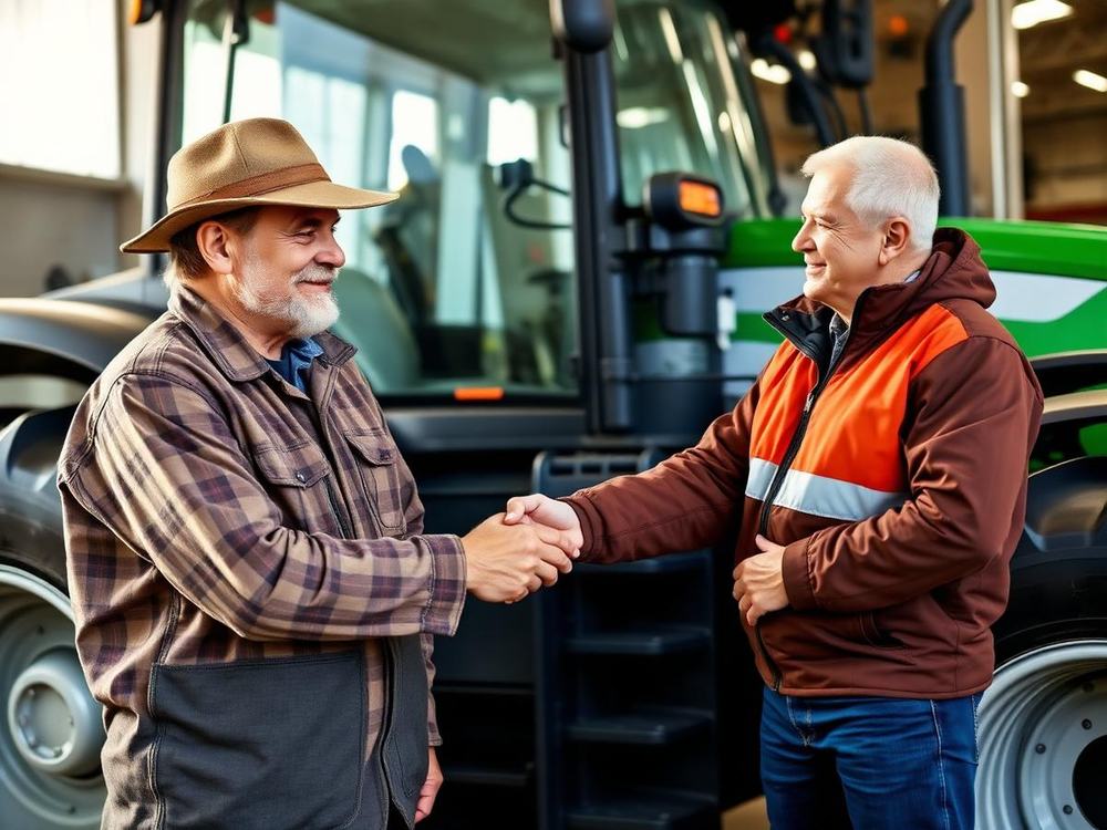 Farmer talking to JJ Limited machinery specialist